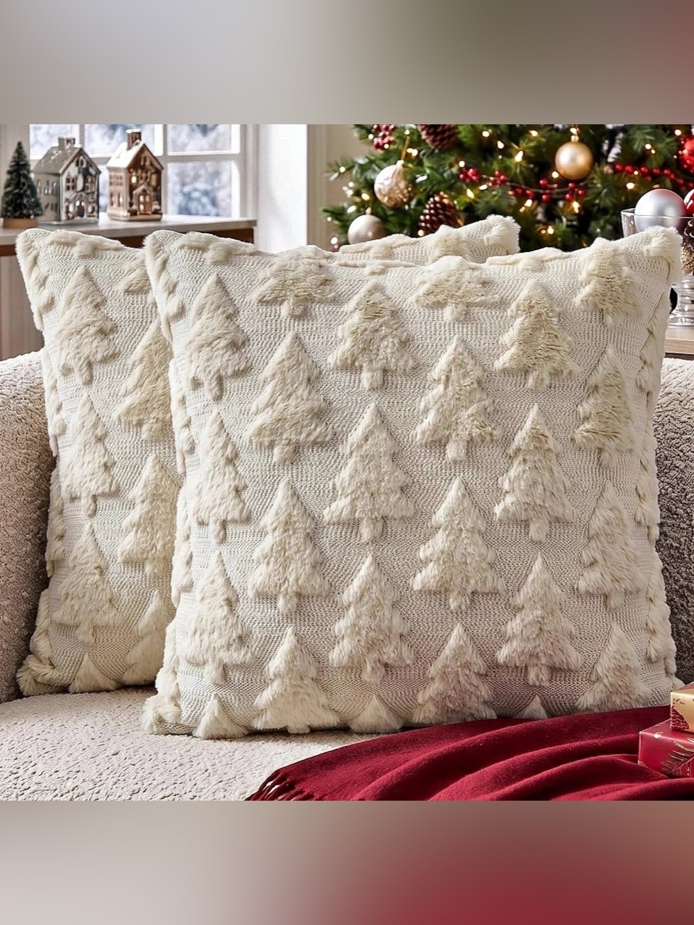NWT Tree Beige Throw Pillow Covers Set of 2, 18 x 18 Inch